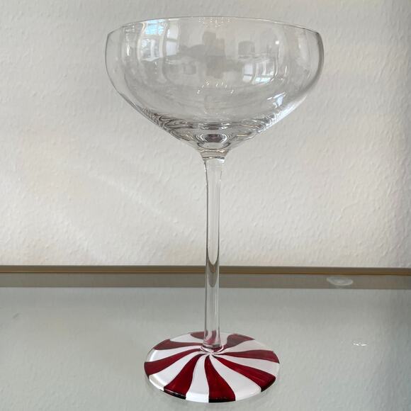 Peppermint Swirl Martini Coupe Cocktail Glasses Set of 2 Christmas Holiday New - Picture 3 of 8